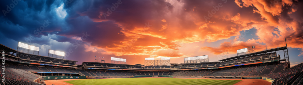 Majestic Sunset Over Baseball Stadium Majestic Sunset Over Baseball Stadium