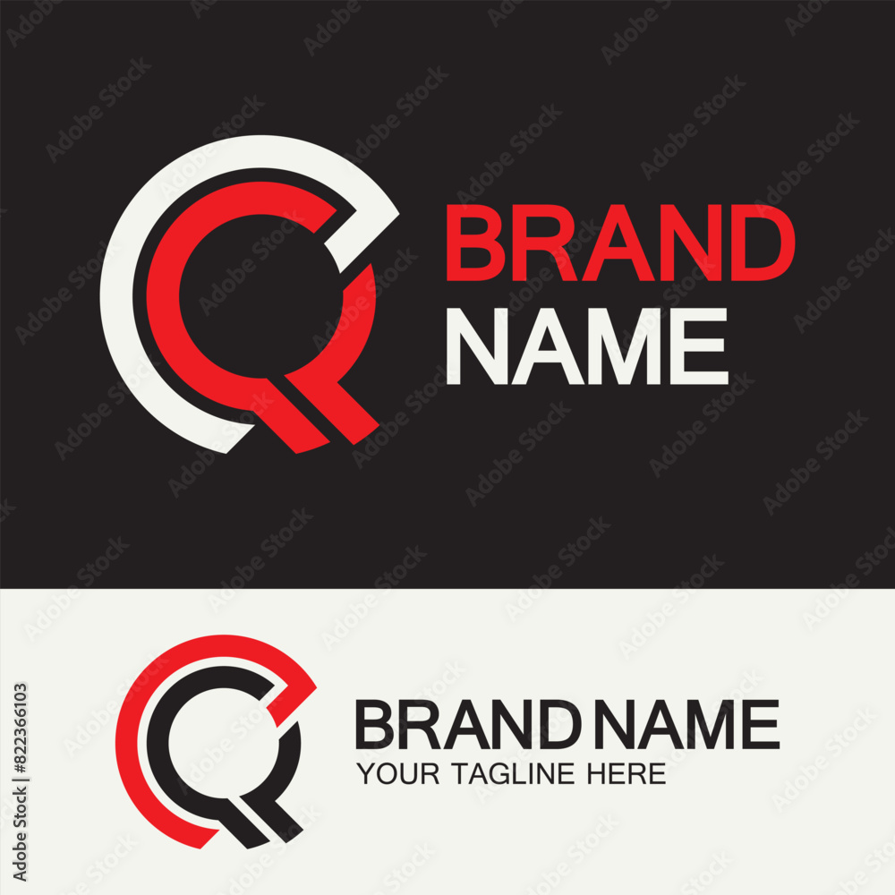 QC Logo or CQ Logo. Creative letter QC or CQ monogram logo template.