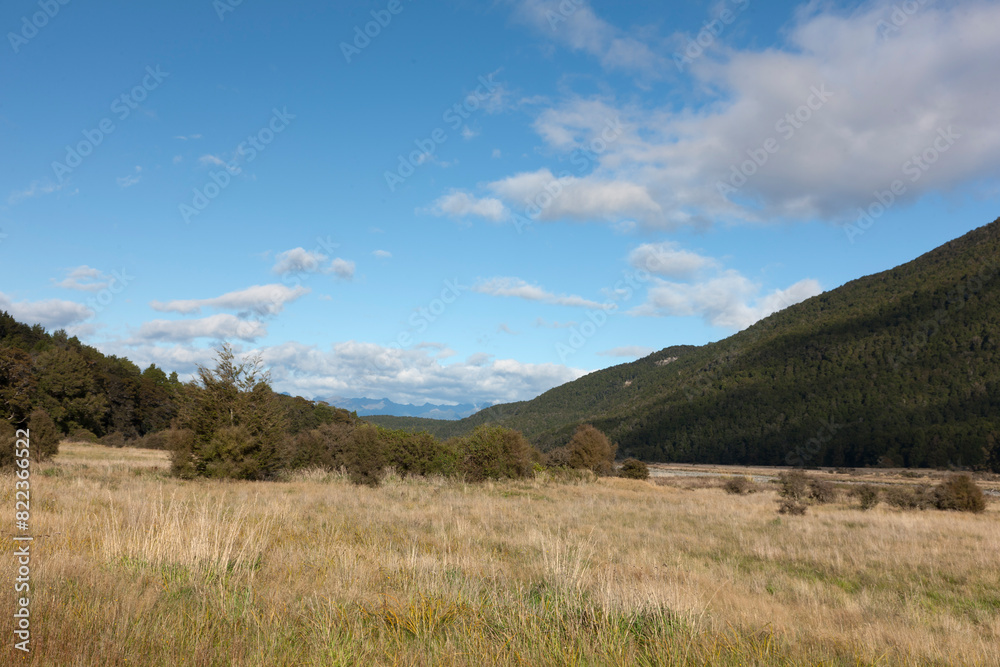 New Zealand landscape on a sunny winter day New Zealand landscape on a sunny winter day