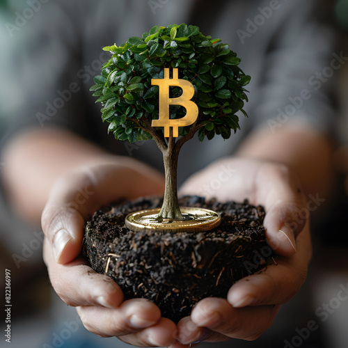 A person using cryptocurrency as a hedge against inflation and economic instability isolated on white background, space for captions, png
 photo
