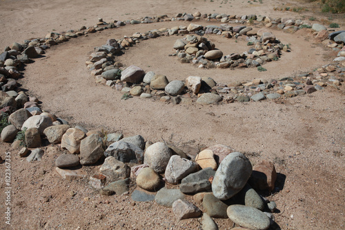 Canvas Print Spiral rock labyrinth formation, mindfulness