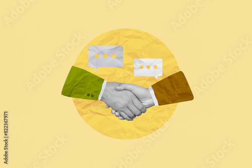 Creative art collage of successful business people handshaking. Concept of successful business, deal, Shaking hands,Business network
