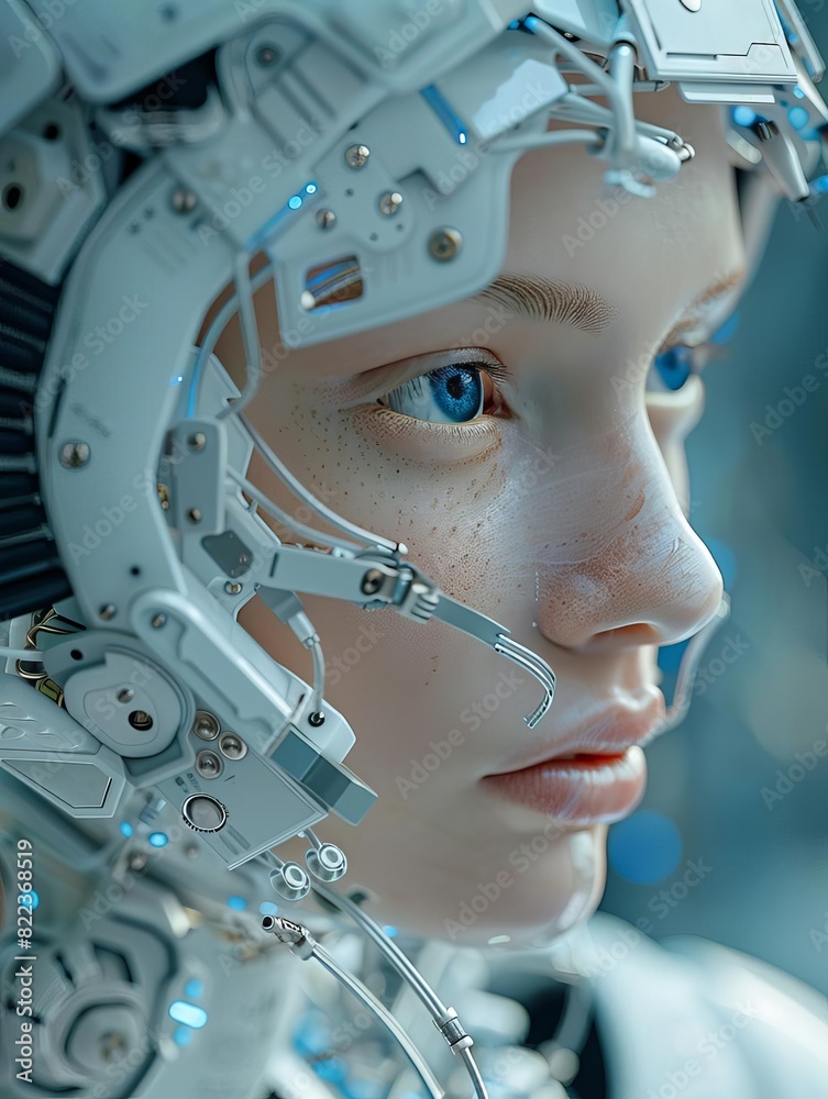 face of female humanoid android Artificial Intelligence mechanical robot be creative Have an understanding of orders It has the most advanced operating system Robot innovations of face of female humanoid android Artificial Intelligence mechanical robot be creative Have an understanding of orders It has the most advanced operating system Robot innovations of