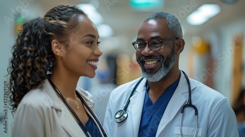 doctor talking to business owner in hospital.stock image