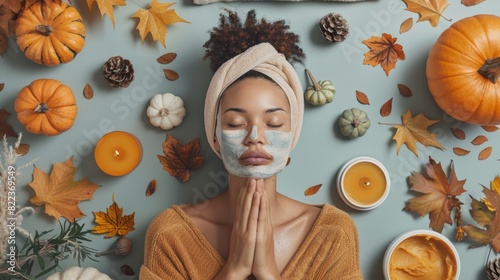 Autumn Skincare Routine with Pumpkin Enzyme Mask - Perfect for Seasonal Marketing and Promotions photo