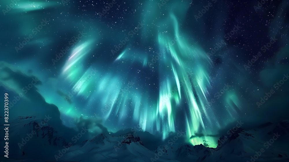 Mesmerizing Aurora Borealis Lights Up the Starry Night Sky Over Silhouetted Mountains Mesmerizing Aurora Borealis Lights Up the Starry Night Sky Over Silhouetted Mountains
