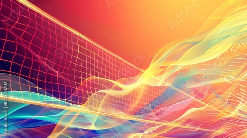 Dynamic Abstract Background with Flowing Lines and Vibrant Colors Inspired by Beach Volleyball Energy photo