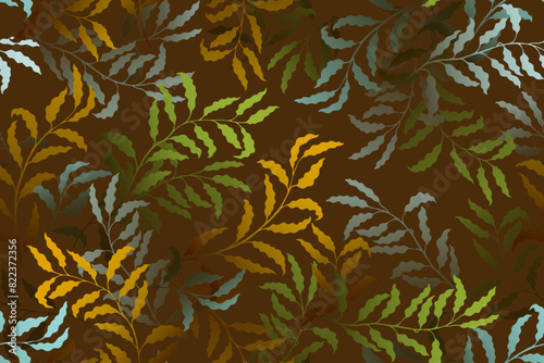Willow branches tree leaves premium vector seamless pattern.
