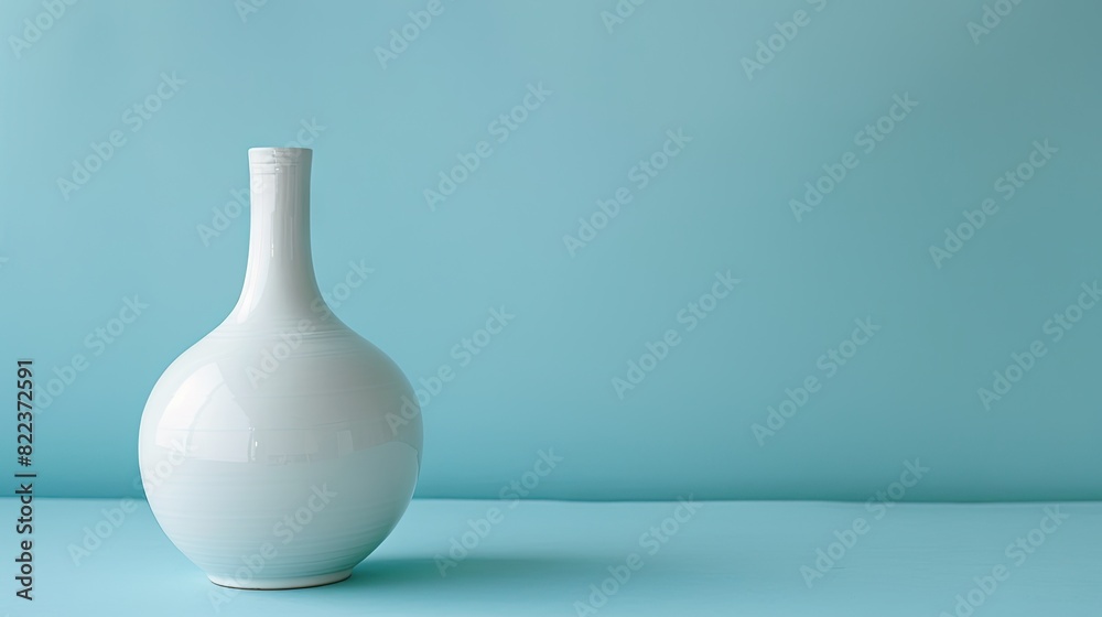 Elegant White Vase Adorning Blue Table Elegant White Vase Adorning Blue Table