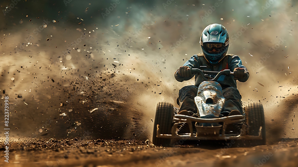 People who ride ATVs fast in racing competitions. People who ride ATVs fast in racing competitions.