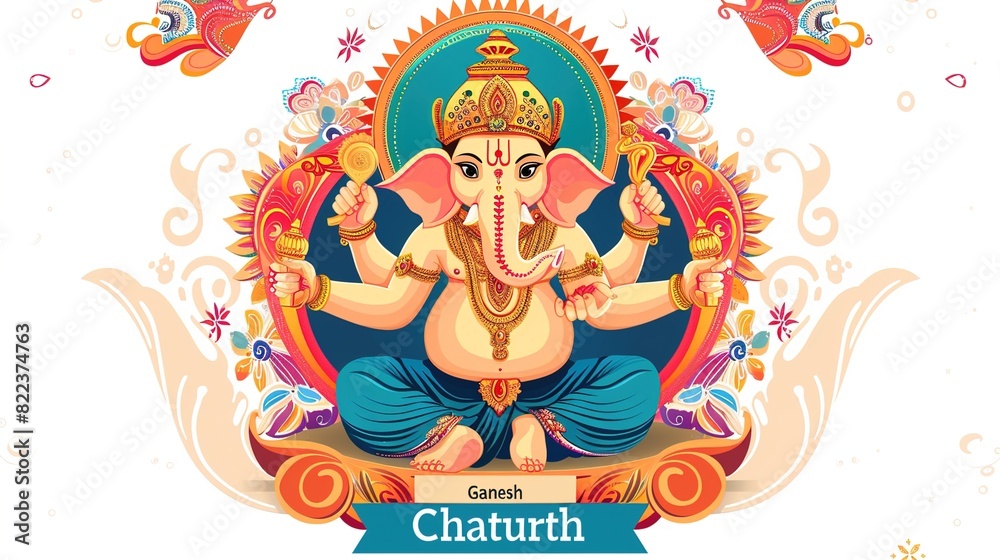 vector illustration of Ganesh Chaturthi festival of India. vector illustration of Ganesh Chaturthi festival of India.