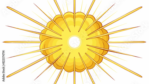 A blinding round mass of light that fills the sky with its brilliance casting a warm glow over everything in its path.. Cartoon Vector