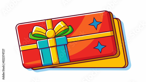 A bright and colorful gift card with a popout design and a glossy finish. It is made of thick cardstock and has a scratchoff code revealing a set. Cartoon Vector