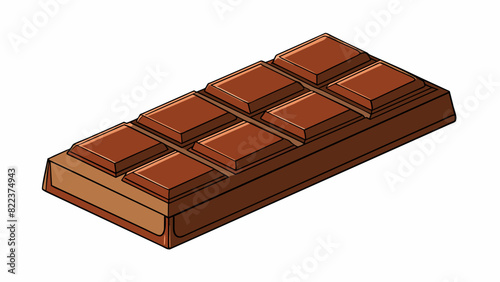 A chocolate bar The smooth rich texture of chocolate melts in your mouth releasing a burst of sweetness and richness. The deep decadent flavor lingers. Cartoon Vector