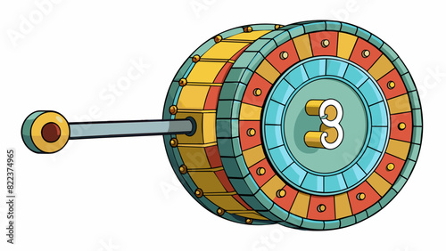 A circularshaped mechanism with a combination wheel on the front and a long metal shank on the back. The combination can be set by rotating the. Cartoon Vector