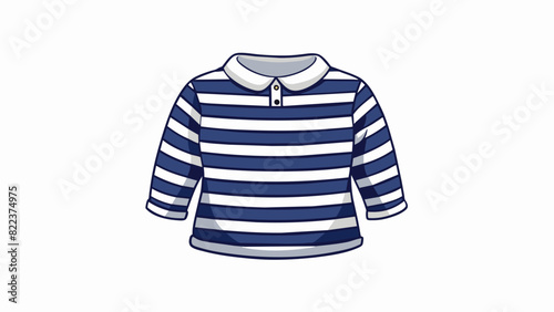 A classic striped top in a navy and white color scheme made of crisp cotton material. It has a relaxed fit and a collared neckline perfect for casual. Cartoon Vector