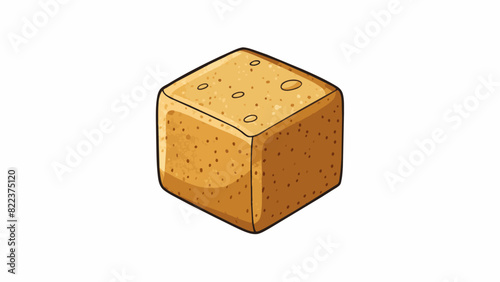 A cork block This block is made of cork material and has a cube shape with a slightly rounded top and bottom. It is lightweight and has a soft spongy. Cartoon Vector