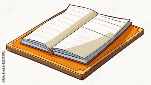 A crisp blank page lying open on a wooden desk waiting for the first strokes of a pen to bring it to life. Its smooth surface is both intimidating and. Cartoon Vector