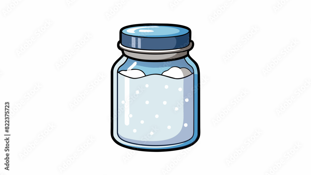 A jar filled with fine powdery salt that appears almost pure white. It feels smooth and soft to the touch and has a faintly salty scent. It easily. Cartoon Vector