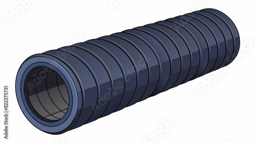 A large black plastic pipe found in a construction site used for draining excess rainwater. It is approximately 2 feet in diameter and has ridges on. Cartoon Vector