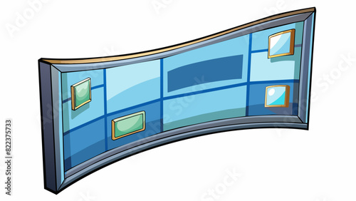 A large curved screen with a metallic border capable of displaying highdefinition videos and graphics in stunning clarity. The curved shape enhances. Cartoon Vector