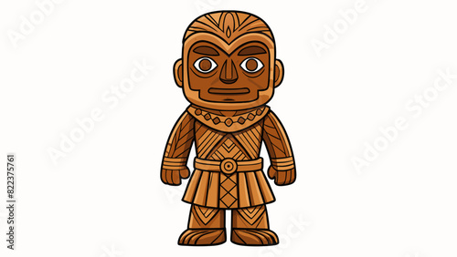 A handcarved wooden figurine The intricate details and smooth finish on this figurine demonstrate the skill and time that went into creating it adding. Cartoon Vector