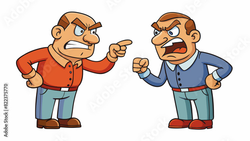 A heated discussion between two people with both leaning into each other and pointing fingers in a passionate manner. Both have furrowed brows and. Cartoon Vector