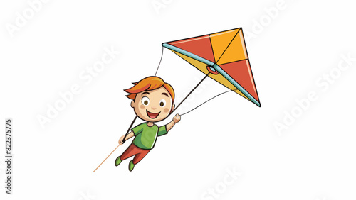 A kite soaring high in the sky held steady by a childs determined grip a representation of determination and the ability to overcome adversity with. Cartoon Vector