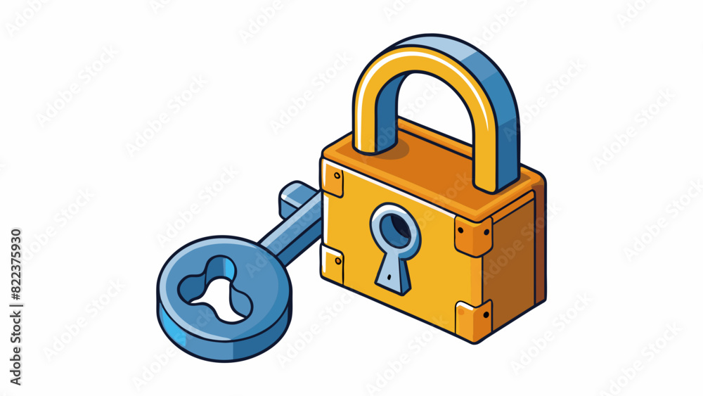 A lock and key a small intricate mechanism with a special shaped piece that fits into a corresponding opening enabling the locking and unlocking of a. Cartoon Vector A lock and key a small intricate mechanism with a special shaped piece that fits into a corresponding opening enabling the locking and unlocking of a. Cartoon Vector
