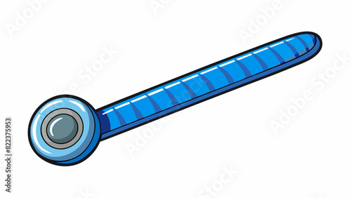 A long slender button with a metallic blue sheen and a ridged texture. It is part of a dial and can be turned left or right to adjust its function.. Cartoon Vector