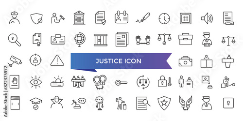 Justice icon collection. Related to justice law  court legal  lawyer  judgment  authority  criminal and prison icons set.