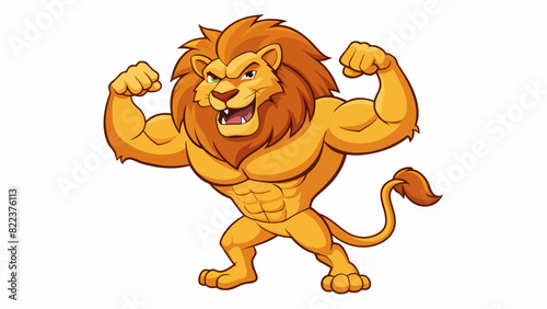 A mighty lion exuding power and confidence as it effortlessly takes down its prey with its sharp claws and powerful muscles.. Cartoon Vector