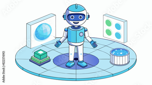 An AI assistant in the form of a holographic projection seamlessly integrated into every aspect of daily life and capable of understanding and. Cartoon Vector