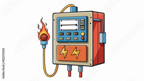An outdated and malfunctioning electrical panel increasing the risk of fire and electrical accidents.. Cartoon Vector