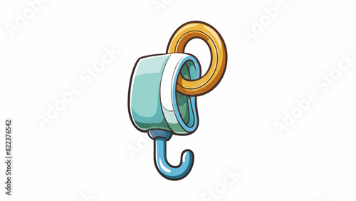 A plastic hook with a suction cup on the back ideal for hanging towels or loofahs .. Cartoon Vector