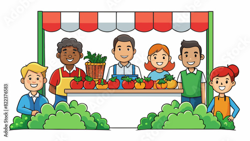 A poster campaign promoting a local farmers market showcasing an array of fresh produce like crisp apples plump tomatoes and lush greens. The market. Cartoon Vector
