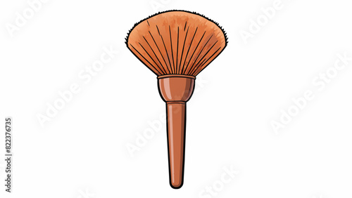 A round brush with soft flexible bristles designed for applying makeup. The bristles are densely packed and the handle is made of sleek polished wood.. Cartoon Vector