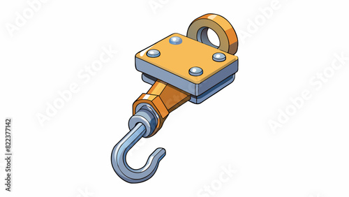 A small metal hook with a latch mechanism commonly used for securing a gate or door from the inside.. Cartoon Vector
