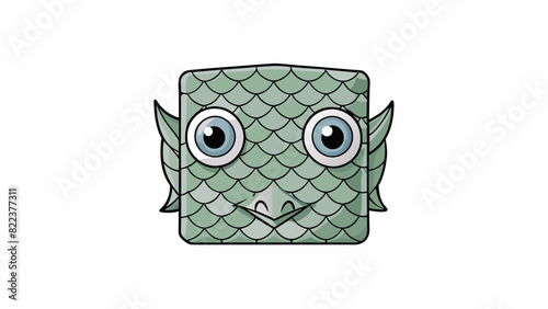 A squareshaped head with pointed ears and a long snout. The head is a pale grey color and is covered in scales giving it a reptilian appearance.. Cartoon Vector
