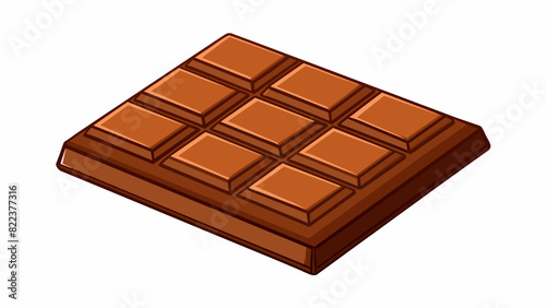 A squareshaped chocolate bar divided into smaller bitesized squares with a smooth shiny surface and a rich creamy flavor.. Cartoon Vector