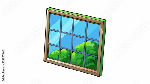 A squareshaped window made up of four individual glass panes joined together by a metal frame allowing natural light to enter a room and providing a. Cartoon Vector