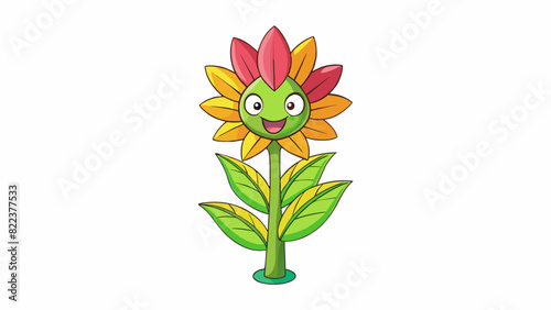 A tall leafy plant with brightly colored petals and a strong pleasant scent.. Cartoon Vector