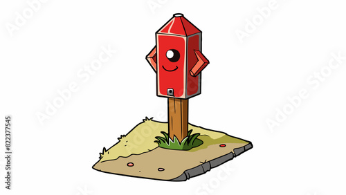 As you approach the post you notice its faded red paint and chipped edges evidence of its age and wear. Despite its weathered appearance it still. Cartoon Vector