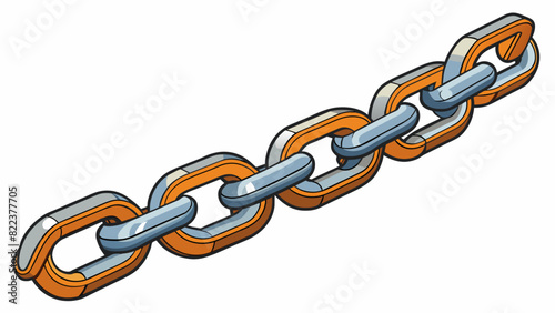 A thick metal chain unbreakable under heavy loads and able to withstand the pull of a powerful engine.. Cartoon Vector