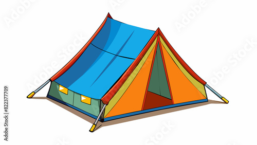 A tent A portable shelter made of waterproof material and poles for camping or outdoor activities.. Cartoon Vector