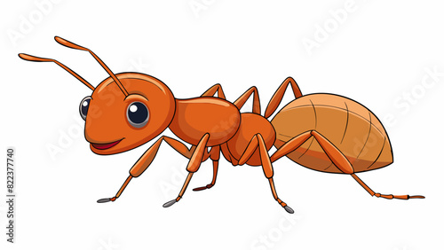 A tiny ant scurries across the ground its body no more than a few millimeters in length.. Cartoon Vector