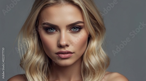 Beautiful attractive blonde woman model sad expression