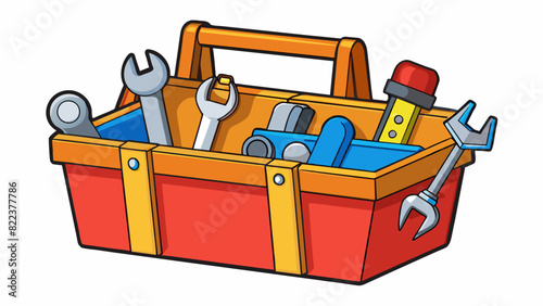 A toolbox full of tools in various sizes and shapes representing the duty of being handy and able to fix things around the house.. Cartoon Vector