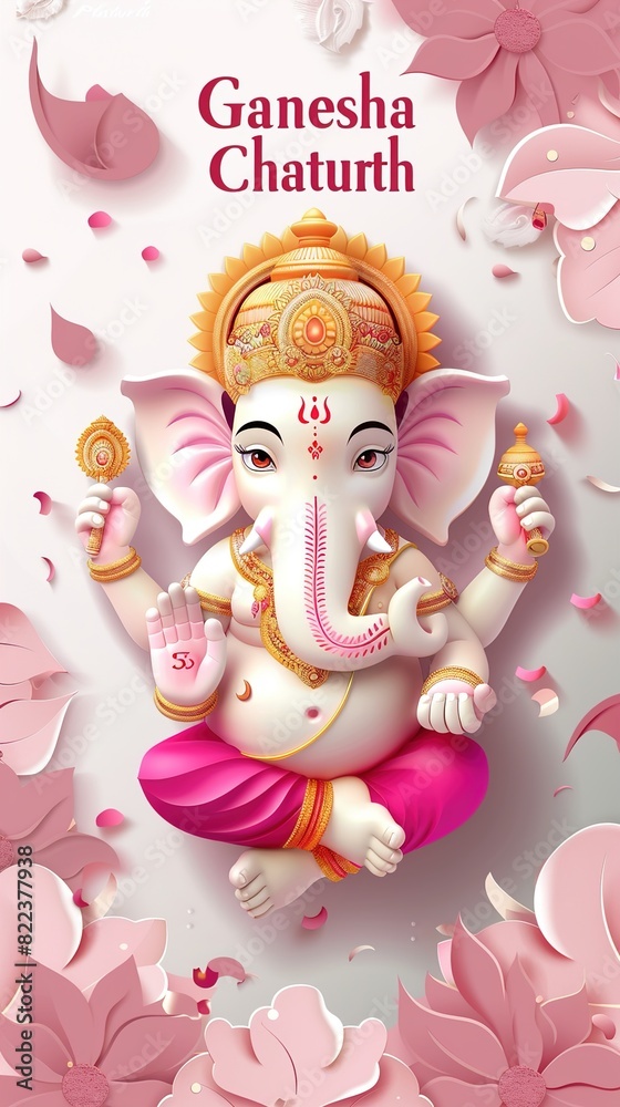 Fototapeta premium vector illustration of Ganesh Chaturthi festival of India.