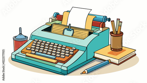 A wellloved typewriter took center stage on the authors desk showing their appreciation for traditional writing ods and perhaps a nostalgia for the. Cartoon Vector